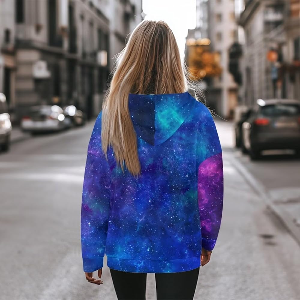 Amazon.com: Biyejit Blue Galaxy Sweatshirt Women Graphics